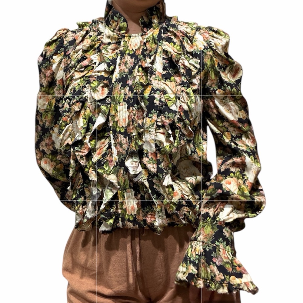 Manoush Women Sz 8 Floral Ruffle‎ Women's Top Blouse